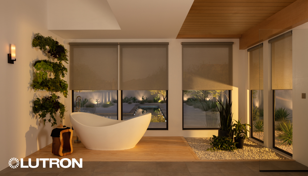 Bathroom Motorized Shades - Dusk Control